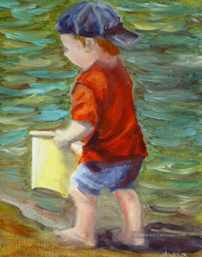 garçon sur la plage Peintures à l'huile